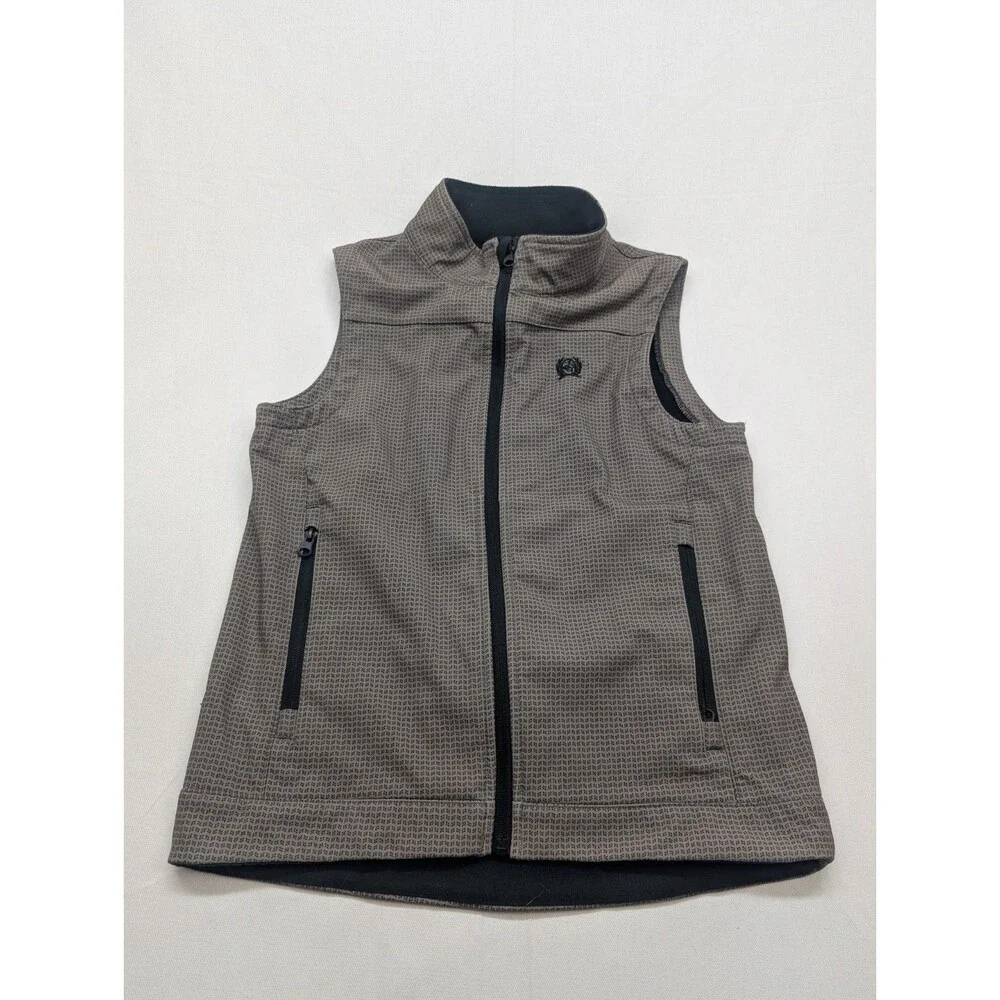 Cinch Youth Boys Printed Softshell with Warm Black Fleece Logo Vest Sz Lg 12